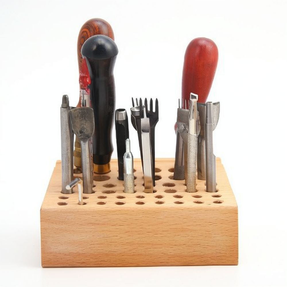 Hand Tools And Workshop Equipment - منظم أدوات الحرف الجلدية، حامل خشبي